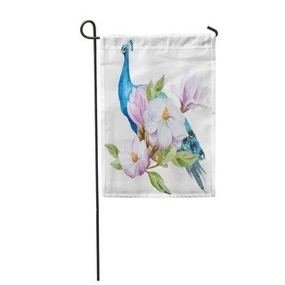 Overstock Flower Watercolor Magnolia Peacock Bird Painting