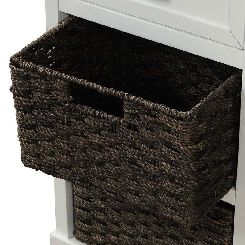 Rustic Acacia&Rattan Storage Cabinet-Farmhouse Style,No Assembly