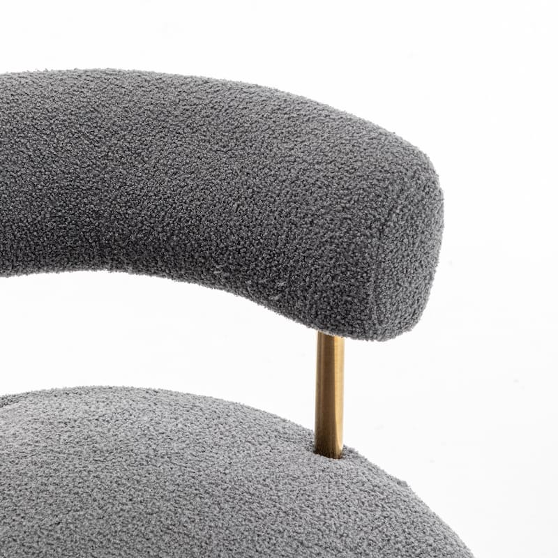 SEYNAR Modern Glam Upholstered Comfy Open-Back Accent Vanity chair with Golden Legs