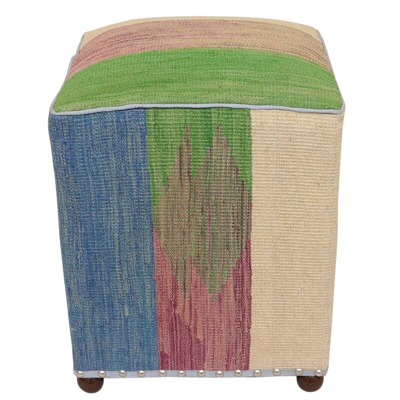 Modern Cato Handmade Kilim Upholstered Ottoman