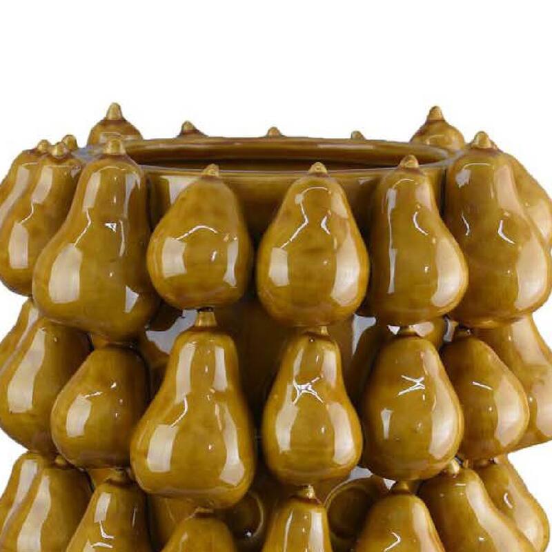 Salina Accent Vase, Pear Shaped Drop Accents, Mustard Yellow Ceramic