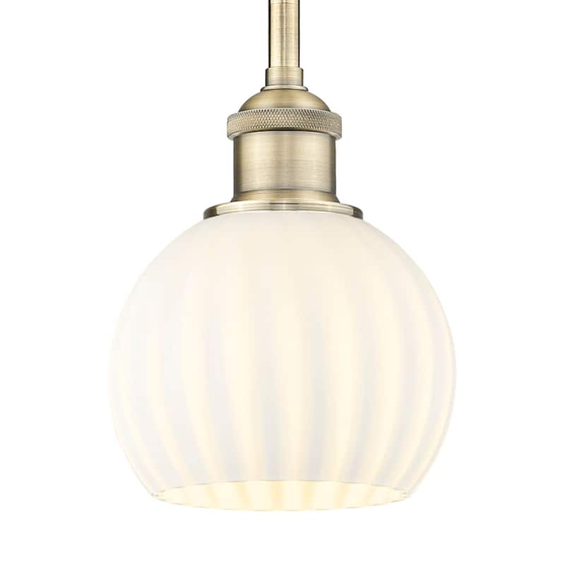 Innovations Lighting 616-1S 8 6 White Venetian Pendant White Venetian - Antique Brass