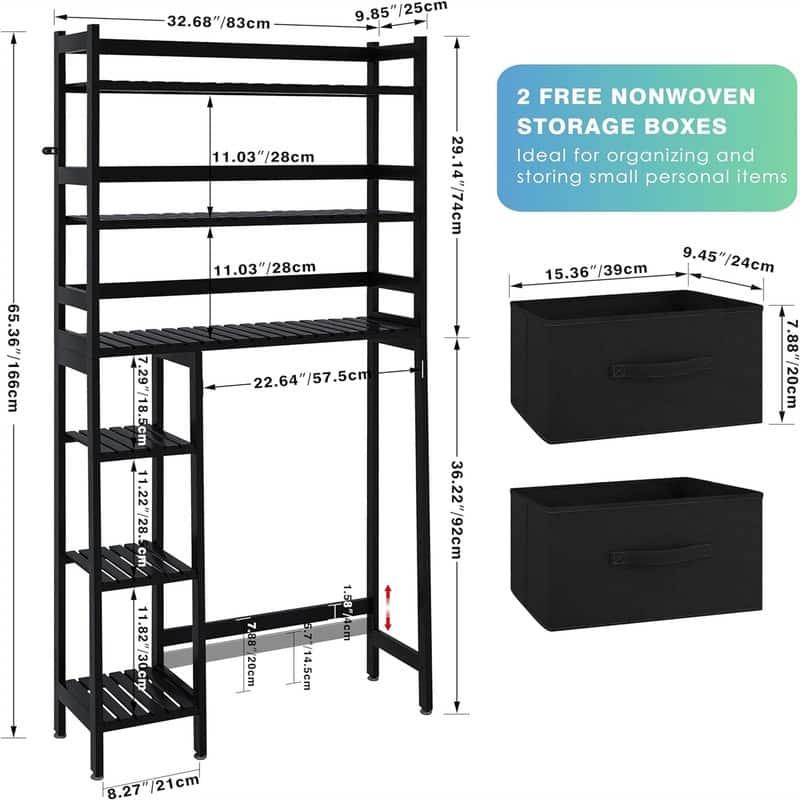 Over The Toilet Storage - 9.85"D x 32.68"W x 65.36"H