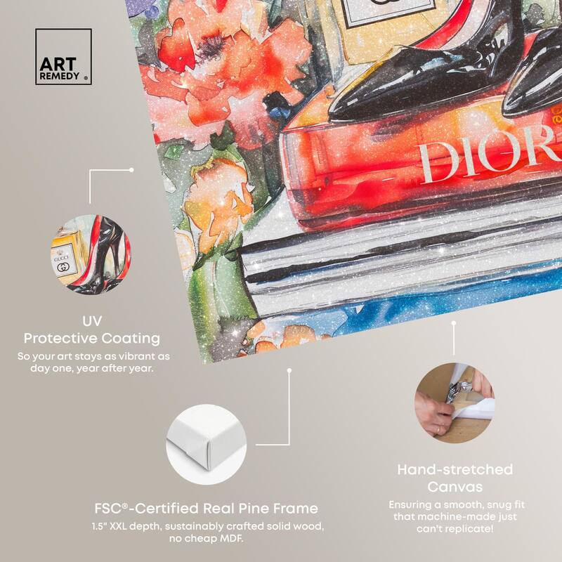 Lovely Garden Books and Heels Canvas by Art Remedy, Gallery Wrapped