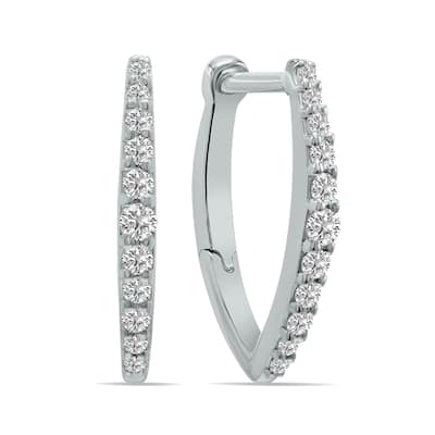 Marquee 1/4 CTW Heart Shape Lab Grown Diamond Huggies Hoop Earrings in 10K White Gold (F-G Color, VS1- VS2 Clarity)