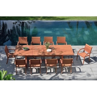 LifestyleGarden George 11 piece FSC Wood Outdoor Patio Dining Set - 11 Piece
