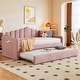 preview thumbnail 26 of 35, Elegant design,Twin size Upholstered Daybed with Trundle ,Velvet Sofabed with USB Charging Ports,No Box-spring Needed Pink