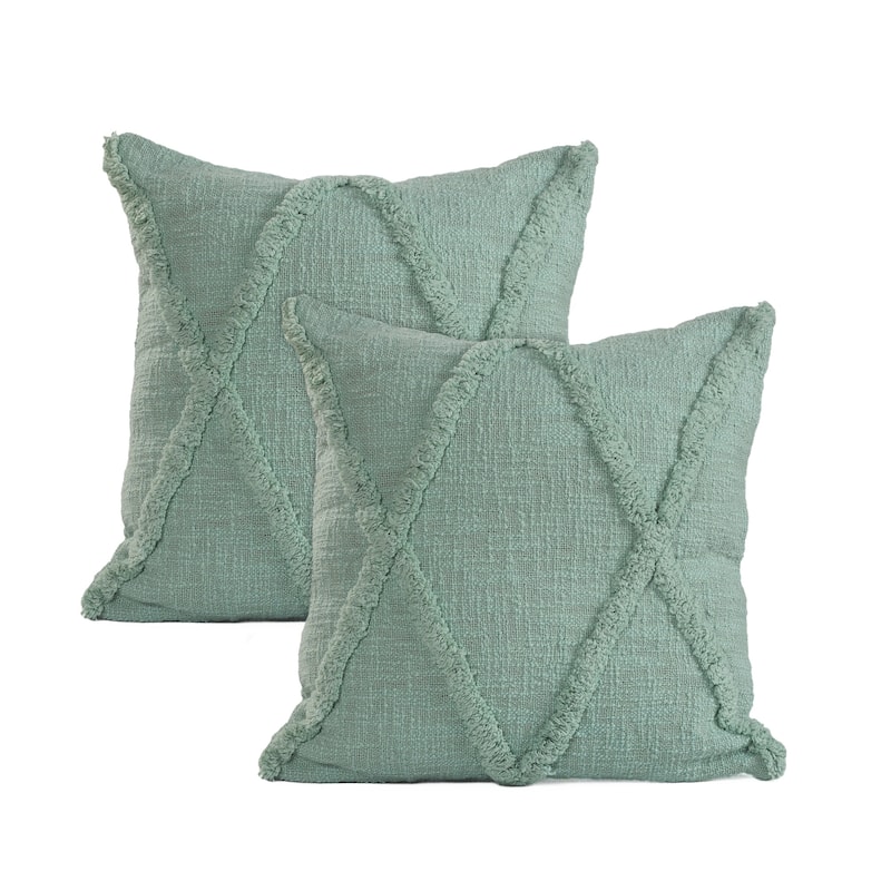 Sevita Flatwoven Cotton Throw Pillow, Set of 2 - Light Green