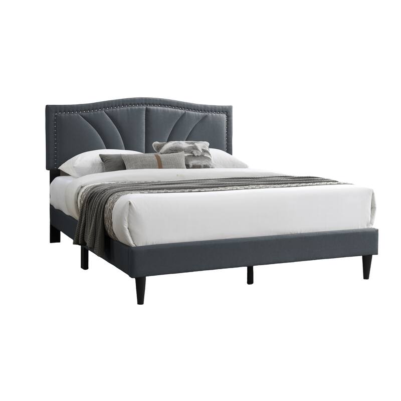 Queen Size Upholstered Platform Bed with Diamond Stitch Headboard and Modern Platform Design
