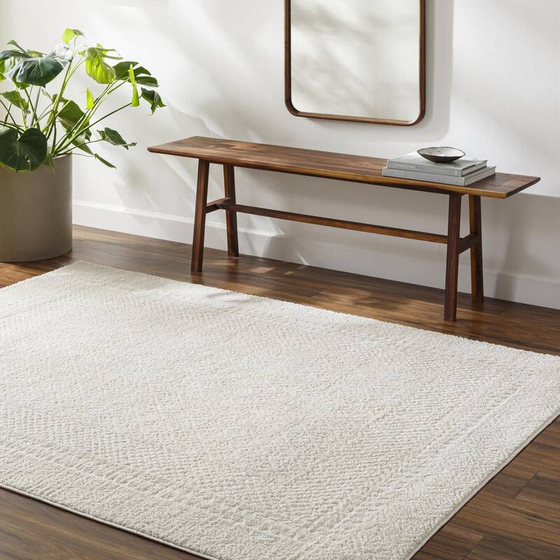 Livabliss Freud Bohemian Bordered Area Rug - 7' 10" x 10' - Cream