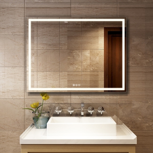 Shop 48 X 36 Inch LED Lighted Bathroom Wall Mounted Mirror ...