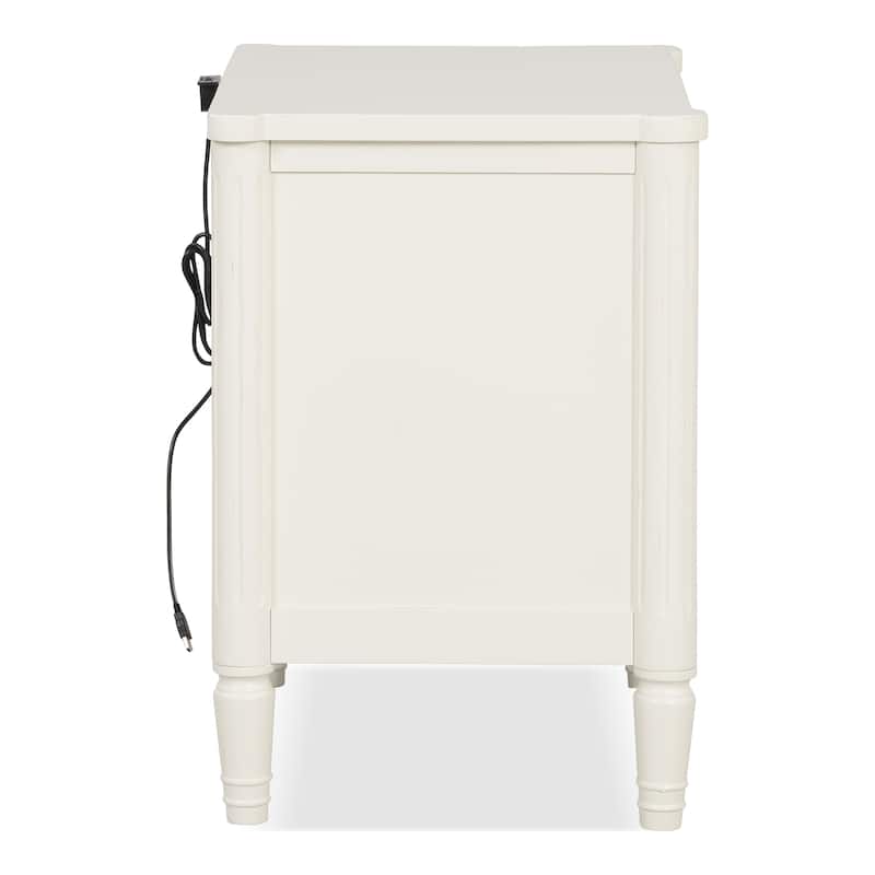 Furniture of America Arlena Modern Solid Wood Nightstand with USB Ports