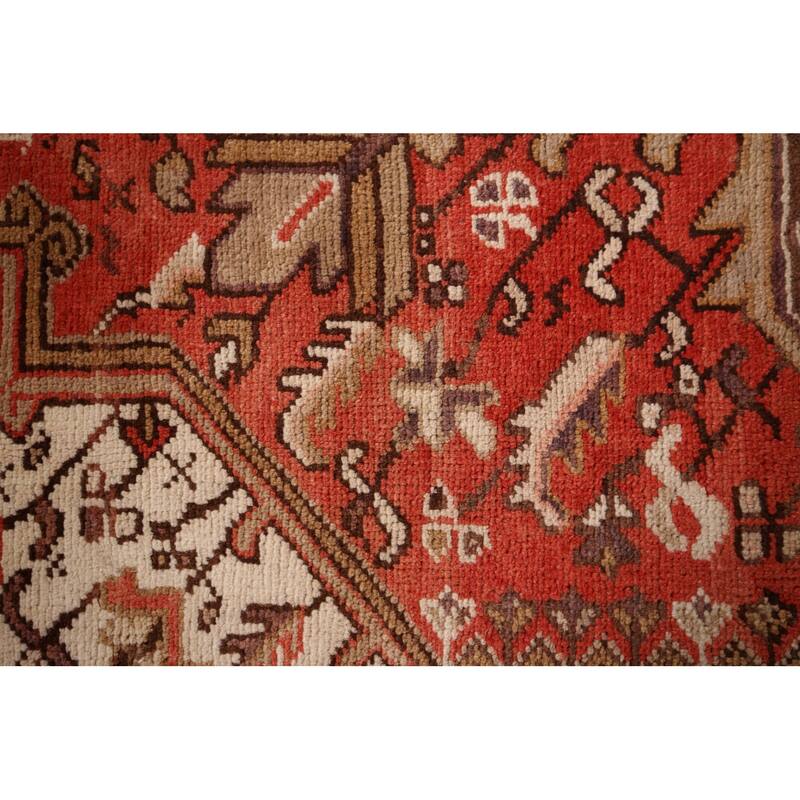Geometric Red Heriz Persian Vintage Area Rug Handmade Wool Carpet - 6'11"x 9'10"