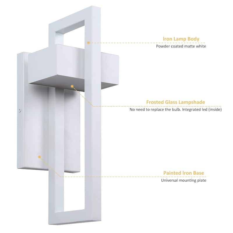 Integrated LED Black/White Aluminum Outdoor 1-Light Wall Sconce