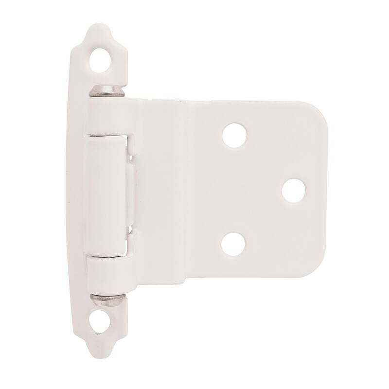 3/8in (10 mm) Inset Self-Closing, Face Mount White Hinge - 1 Pair - 2.75