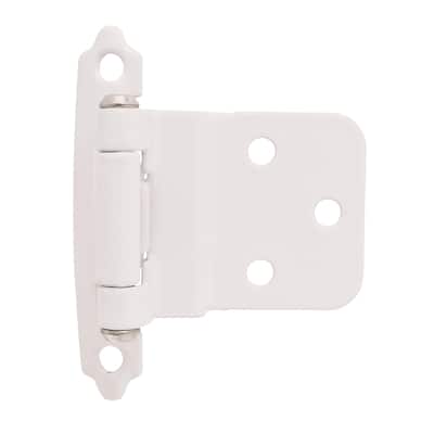 3/8in (10 mm) Inset Self-Closing, Face Mount White Hinge - 1 Pair - 2.75