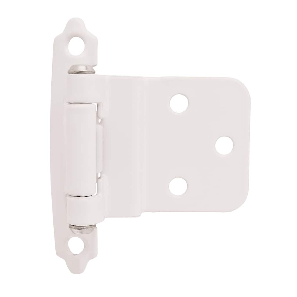 3/8in (10 mm) Inset Self-Closing, Face Mount White Hinge - 1 Pair - 2.75