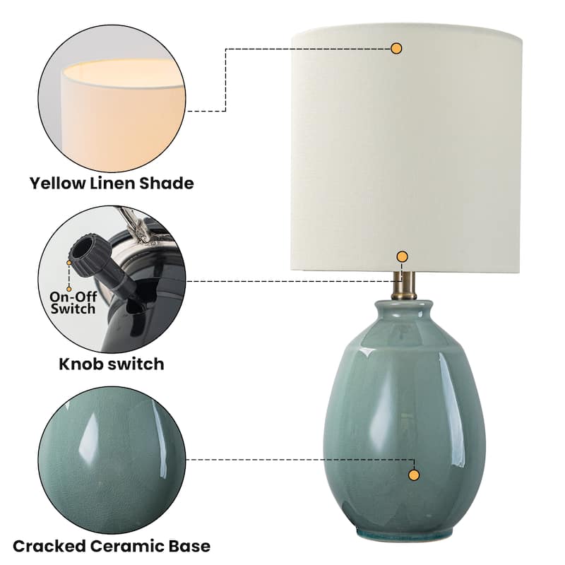 C Cattleya 19in Ceramic Table Lamp with Fabric Linen Shade