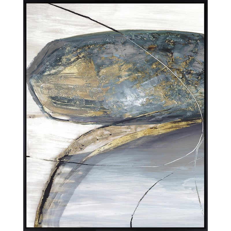 Teal Stones I - Giclee on Canvas - 50 X 40 X 3 - Plastic - Black