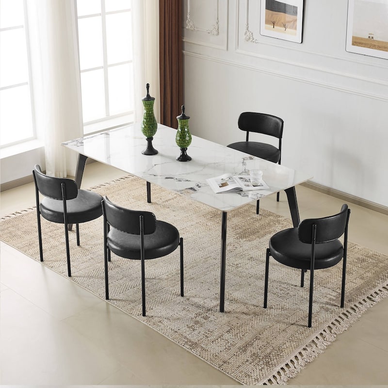 Morden Black PU Leather Dining Chairs Set - 29.92'' H X 20.47'' W X 20.47'' D