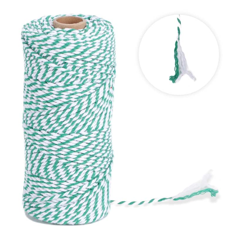 VECELO Green and White Garden Twine Strong Hemp Rope for Gardening Plant Tie Floristry Crafts Gift Wrapping Packing Decor
