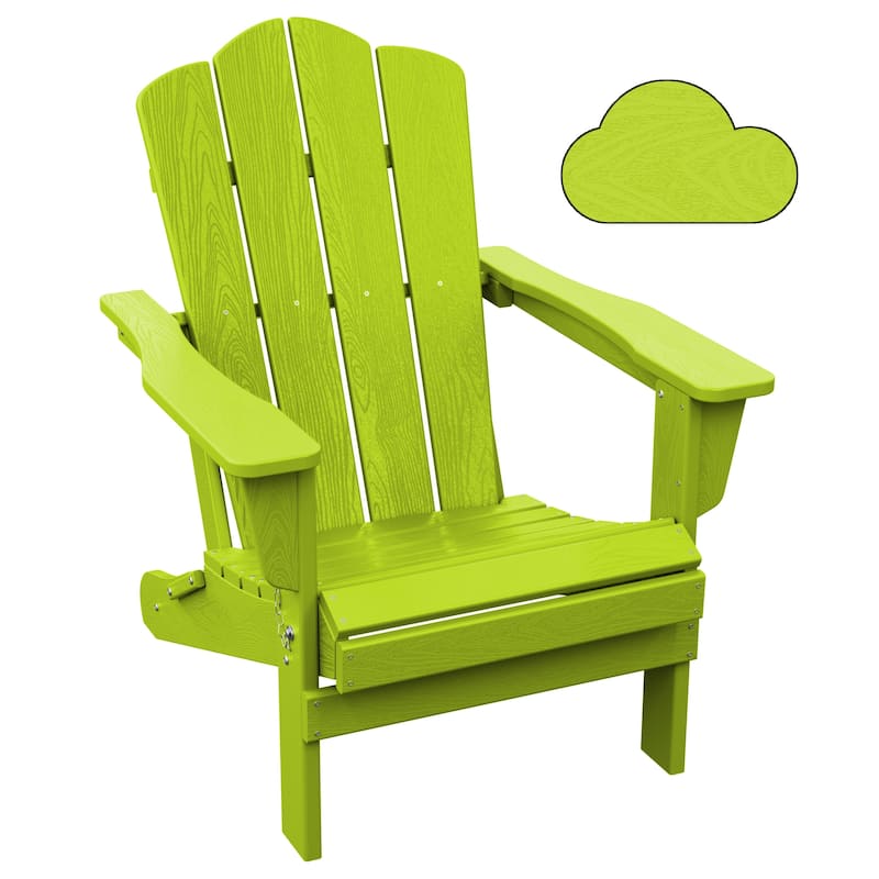 Outdoor HDPE Folding Classic Adirondack Chair All-Weather - Apple Green
