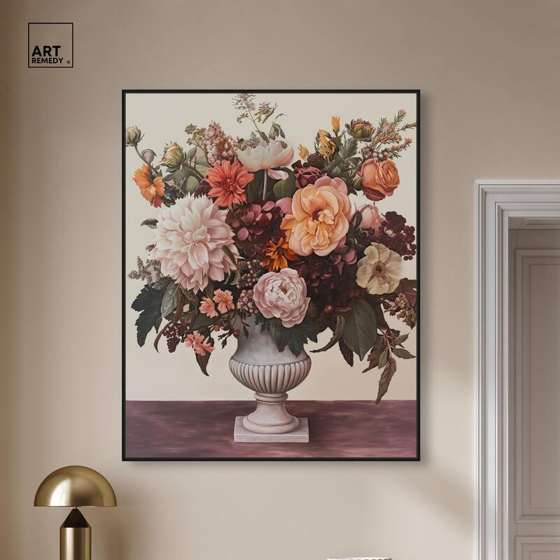 Autumn Tan Floral Canvas by Art Remedy