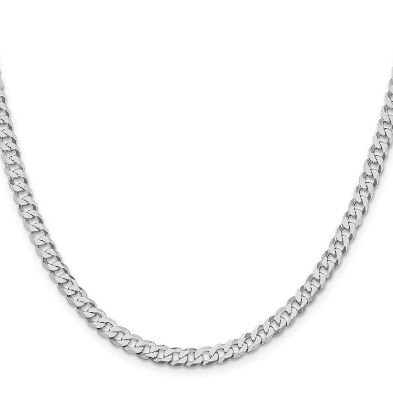 Curata 925 Sterling Silver Rhodium 5mm Beveled Curb Chain Necklace for Men