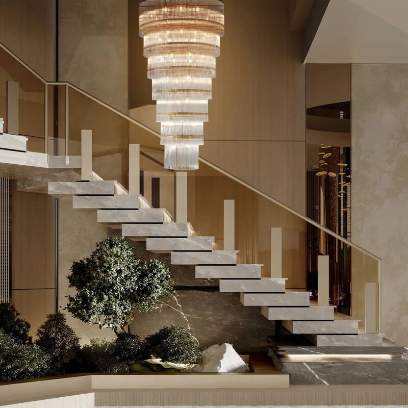 KAYLA 125 in. 20-Light Gold Crystal Chandelier- High Ceiling Lighting Fixture