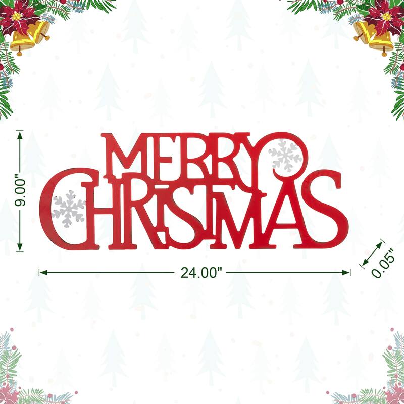 Glitzhome 24"L Metal MERRY CHRISTMAS or HAPPY HOLIDAYS Wall Decor Art
