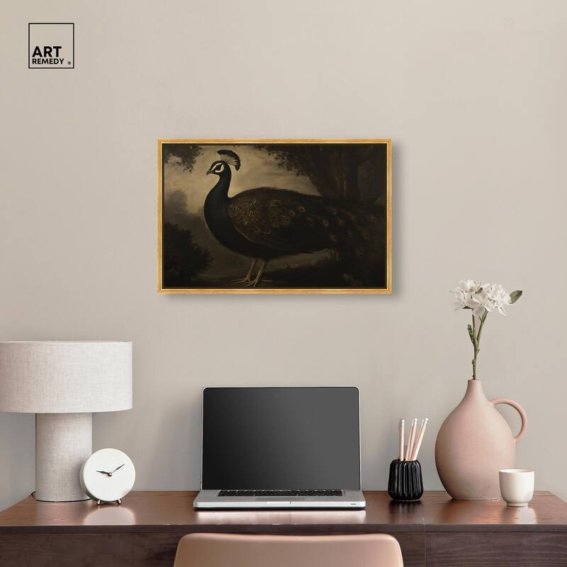 Peacock in Monotone Canvas by Art Remedy