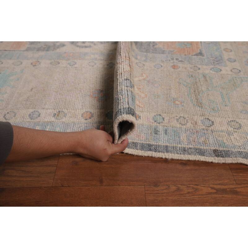 Oushak Turkish Area Rug Handmade Grey Vegetable Dye Wool Carpet - 9'6"x 11'10"