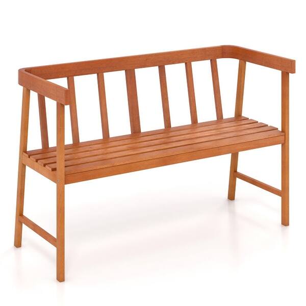 slide 2 of 8, Outdoor Acacia Wood Bench with Backrest and Armrests - 43" x 18" x 28" (L x W x H)
