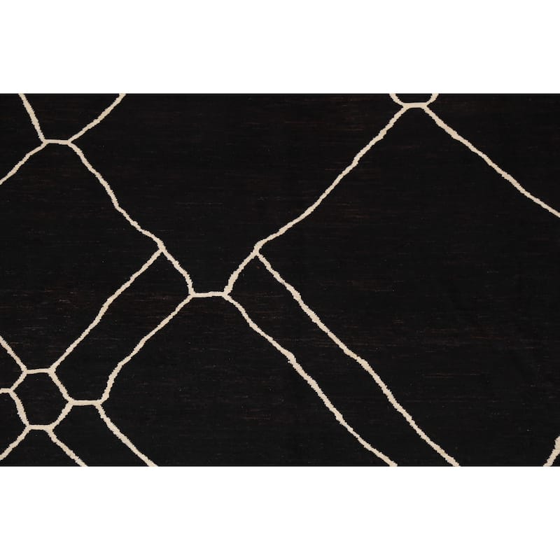 Vegetable Dye Contemporary Moroccan Wool Area Rug Hand-knotted Carpet - 7'10" x 9'8"