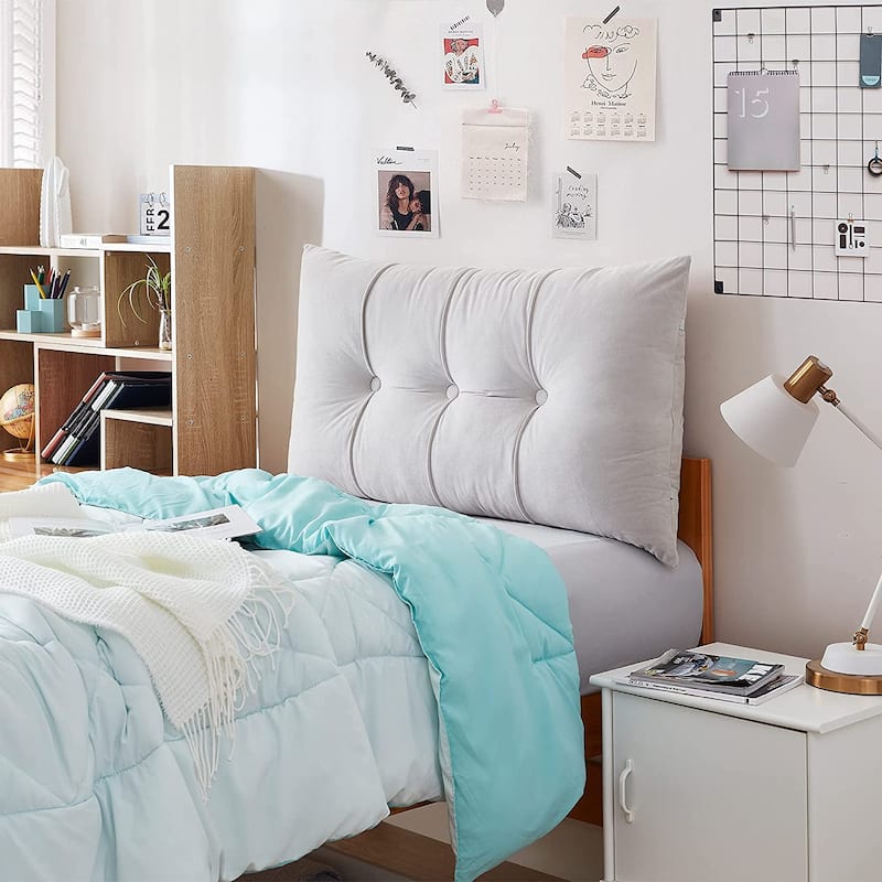 Rainha® Plush Tufted College Headboard by DormCo - Light Gray