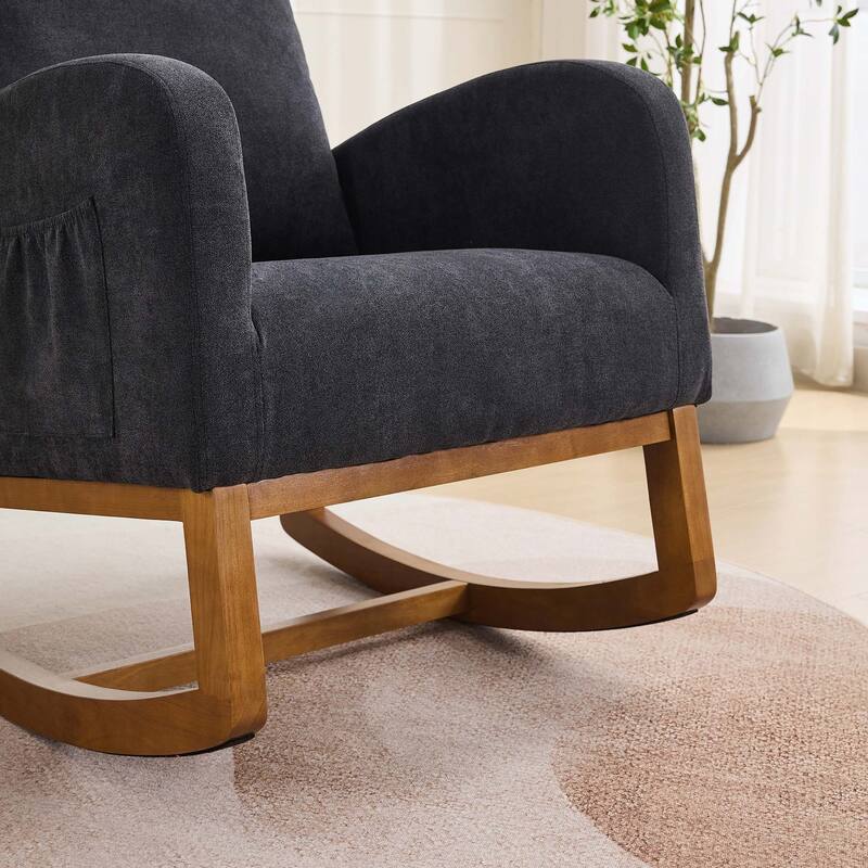 27.2"W Rocking Chair with High Back and Side Pocket