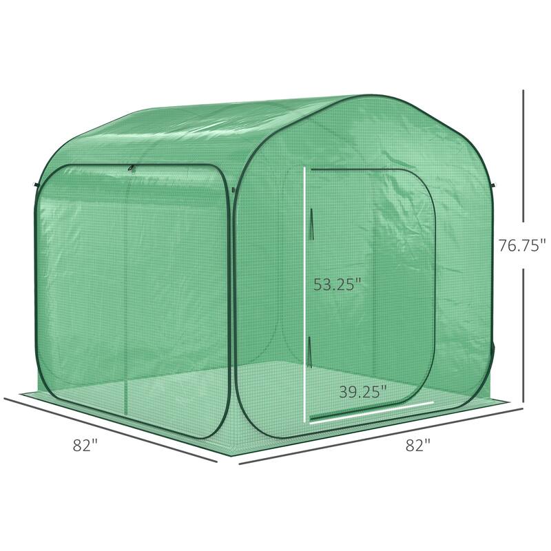 Outsunny 7' x 7' x 6' Garden Portable Greenhouse for Outdoors with Side Door & Portable Zipper Bag, Pop Up Greenhouse Tent