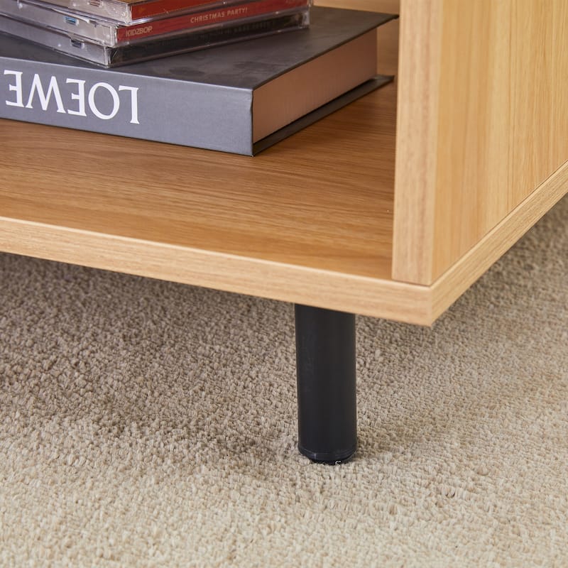 43.33" MDF Modern Coffee Table with Web-Like Design and Open Shelves