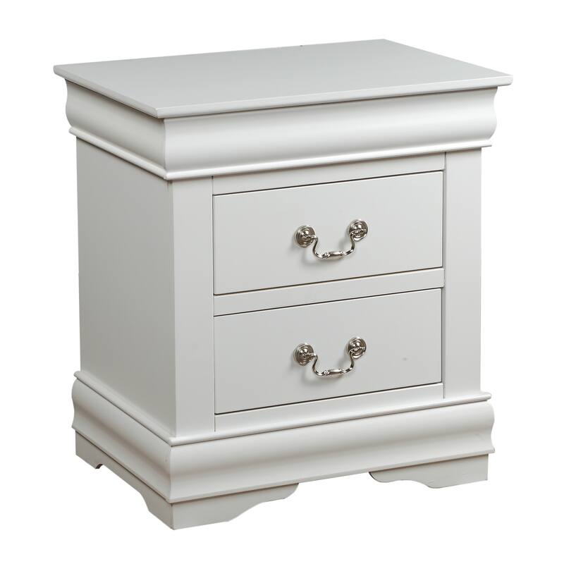White 2 Drawer 15 in. W Nightstand with Sturdy Drawer Pulls