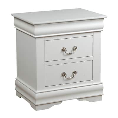 White 2 Drawer 15 in. W Nightstand with Sturdy Drawer Pulls