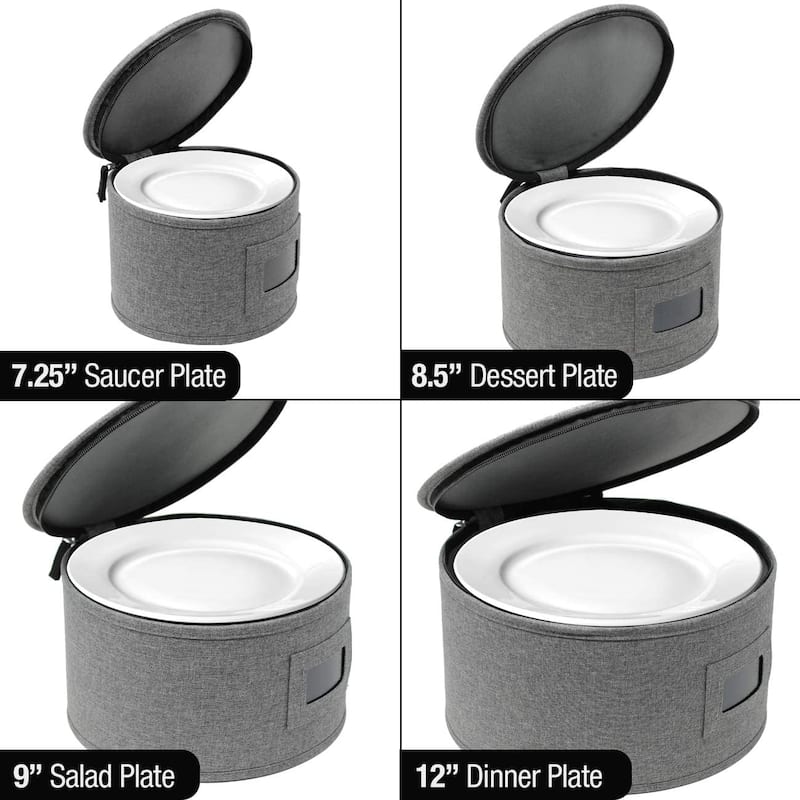 4-Piece China Dinnerware Storage Set - Grey