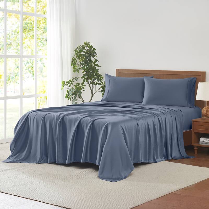 Modern Threads 100% Tencel Lyocell 4-Piece Sheet Set - Blue - Queen