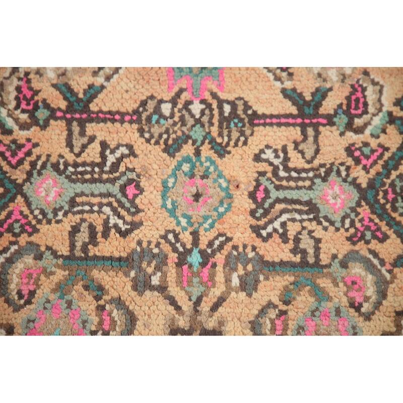 Hand Knotted Oriental 100% Wool Carpet Traditional Medallion Coral Hamedan Area Rug - 9' 8'' X 6' 11''