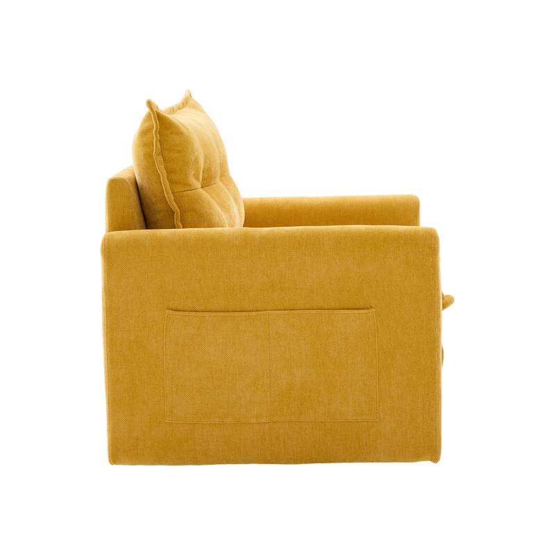 360°Swivel Barrel Chair Single Armchair Chenille Sofa Accent Chair with Thick Padded and Side Storage Pockets