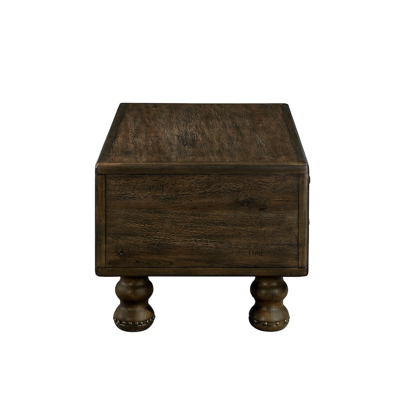 Rectangle Coffee Table, 40-Inch Antique Coffee Table with 4 Drawers,Wood Center Table Tea Table with Rivet Decoration Legs