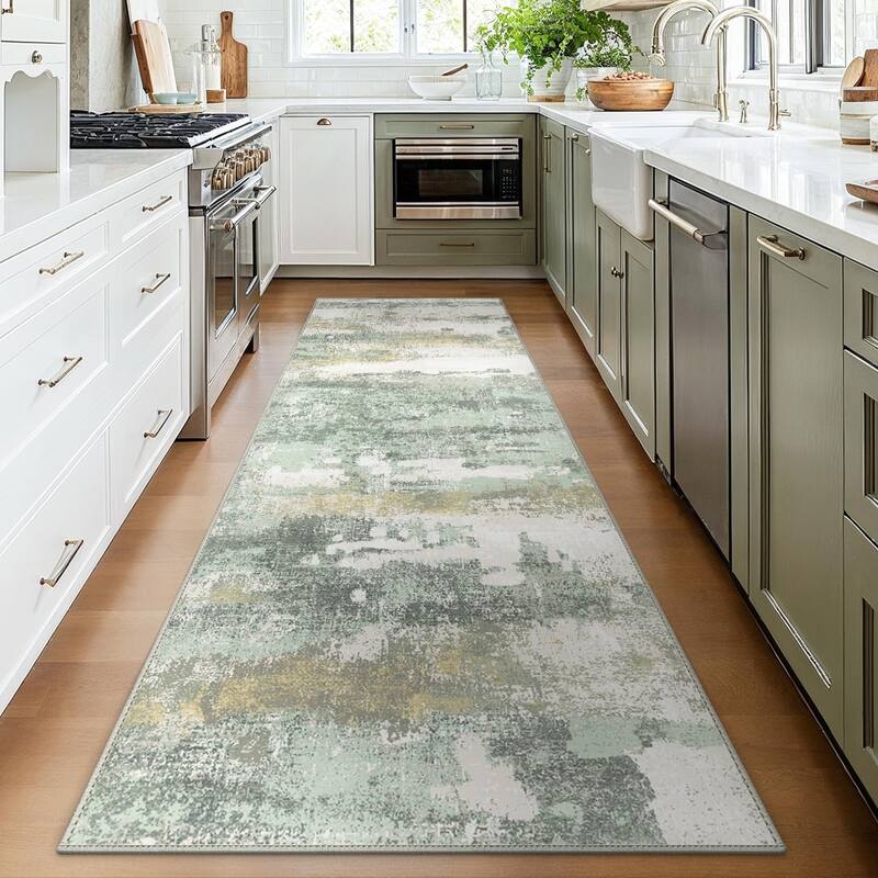 Mcow Abstract Collection Low Pile Machine Washable Non-Slip Area Rug