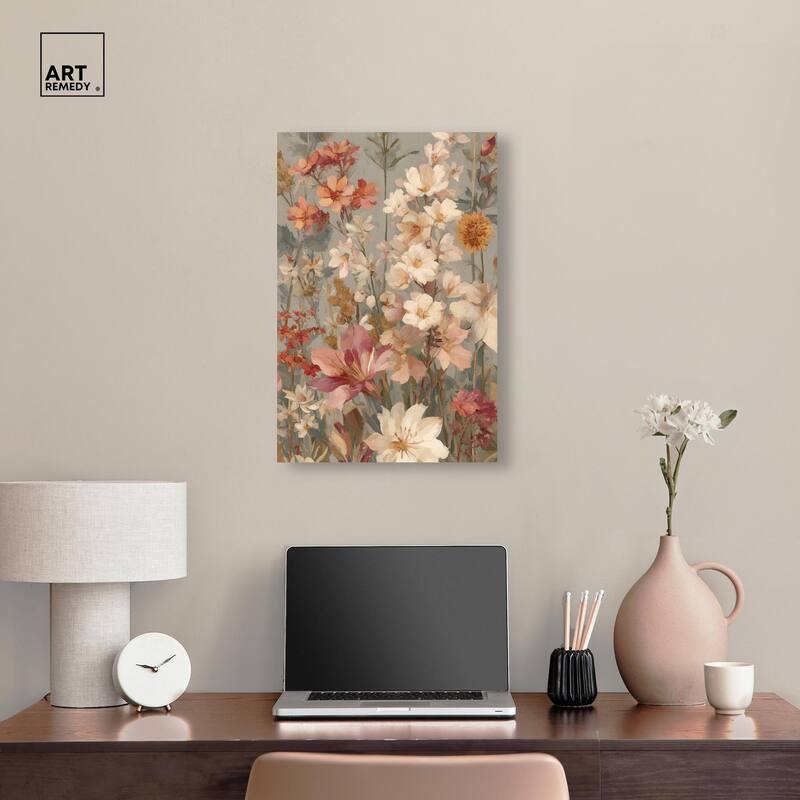 Soft Cream Wilds Canvas by Art Remedy, Gallery Wrapped