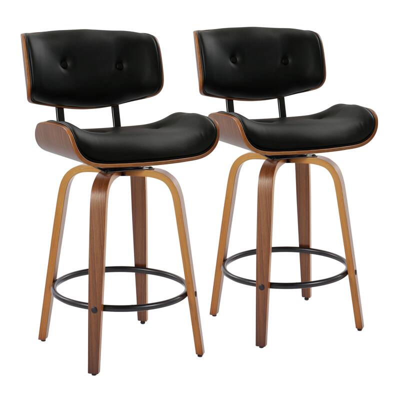 Carson Carrington Leksand 26" Fixed-Height Counter Stool with Bent Wood Legs (Set of 2)