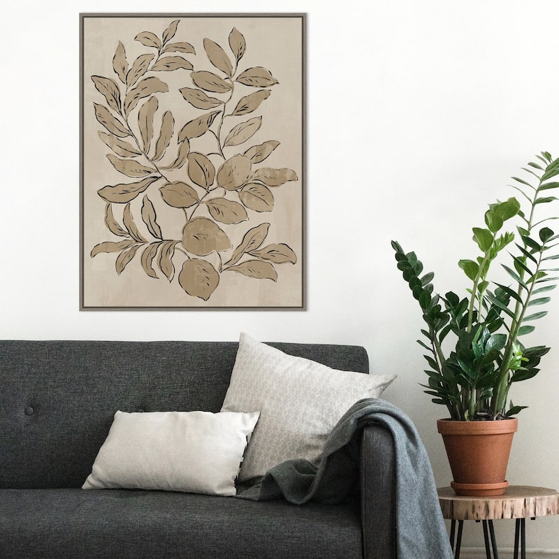 Leaves Sketches I by Asia Jensen (23 x 30 in.), Framed Canvas Wall Art Print - Sylvie Greywash - Sylvie Greywash
