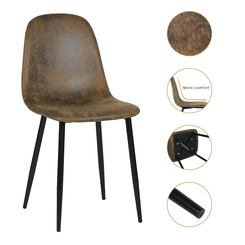 Homy Casa 7PCS Dining Set, Dark Brown Table and 6 Suede Upholstered Chairs
